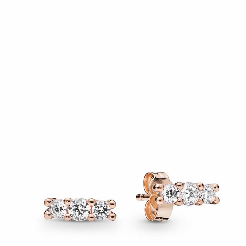 Pandora Rose™ Sparkling Elegance Stud Earrings Ireland - Pandora Rose/Cubic Zirconia - 604357PTA